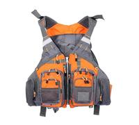 Float Jacket Adjustable Fly Fishing Multifunctional Pockets Detachable Buoyant Cotton Floatation Float Jacket Water Sports Safety Boating Kayaking Outdoor Safety Gear(Orange)