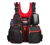 Float Jacket Adjustable Fly Fishing Vest Detachable Chest Bag Buoyant Cotton Trout Fishing Gear Floating Float Jacket for Boating Kayaking Water Sports Outdoor Safety Gear Aid(Black b)