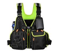 Float Jacket Adjustable Fly Fishing Vest Detachable Chest Bag Buoyant Cotton Trout Fishing Gear Floating Float Jacket for Boating Kayaking Water Sports Outdoor Safety Gear Aid(Black d)