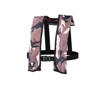 Float Jacket Adult Automatic Self Inflating Float Jacket Preserver with Manual Override for Boating Fishing Kayaking Water Sports Swimming Outdoor Safety Gear Buoyancy Aid(White Camo,Manual)