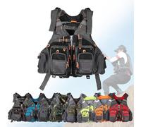 Float Jacket Adult Breathable Mesh Multi-Pockets Float Jacket for Outdoors Fishing Boating Kayaking Water Sports Canoeing Rafting Swimming Surfing Outdoor Safety Gear(Black)