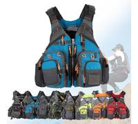 Float Jacket Adult Breathable Mesh Multi-Pockets Float Jacket for Outdoors Fishing Boating Kayaking Water Sports Canoeing Rafting Swimming Surfing Outdoor Safety Gear(Blue)