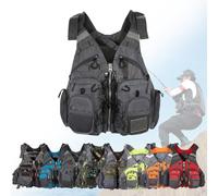 Float Jacket Adult Breathable Mesh Multi-Pockets Float Jacket for Outdoors Fishing Boating Kayaking Water Sports Canoeing Rafting Swimming Surfing Outdoor Safety Gear(Grey)