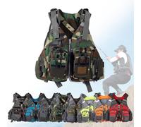 Float Jacket Adult Breathable Mesh Multi-Pockets Float Jacket for Outdoors Fishing Boating Kayaking Water Sports Canoeing Rafting Swimming Surfing Outdoor Safety Gear(Camo)