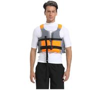 Float Jacket Adult Swim Aid Cropped Float Jacket Adjustable Safety Strap for Kayaking Fishing Boating Water Sports Swimming Surfing Outdoor Safety Gear Men Women(Grey,XL)