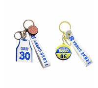 Floatdream 2 Piezas Mini 3D Llavero Baloncesto, Camiseta llavero, Adornos de Mochila Baloncesto Recuerdos, Adornos de Mochila, Aficionados al Baloncesto (Maillot blanco nº 30)