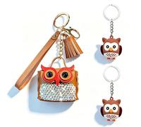 Floatdream 3 Pcs Llavero Búho, Llavero Búho de Piel, Lindo Llavero Búho, Moderno y Lindo, para Decoración de Mochilas, Accesorios de Coche y Estuches para Llaves