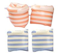 Floaties de Brazo Inflable 2 Pares de Bandas de Brazo de natación a Rayas Azules y Naranjas para niños y Adultos con válvula Alta flotabilidad sin Fugas Equipo de Entrenamiento de natación PVC para p