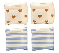 Floaties de Brazos inflables para niños y Adultos 2 Pares de Bandas de Brazo de natación de corazón y Rayas con válvula Alta flotabilidad sin Fugas Equipo de Entrenamiento de natación de PVC para PIS