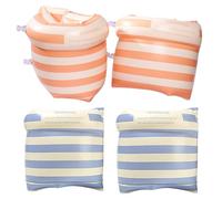 Floaties del Brazo 2 Pares de Bandas de Brazo de natación a Rayas de Color Naranja Azul para niños Adultos con válvula Alta flotabilidad sin Fugas Equipo de Entrenamiento de natación de PVC