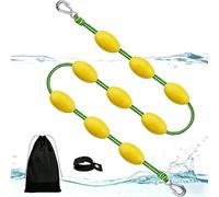 Floating Boat Towline - 60FT Double Hook Tow Rope With 9 Yellow Buoys | Stainless Steel Hooks Heavy-Duty Water Sports Tow Rope | For Skiing Wakeboarding Tubing Drift Towing, Saltwater Freshwater Compa