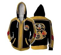 FLOATING Co.Bra Kai Sudadera Cremallera con Capucha Moda, Unisex Cosplay Disfraz para Amantes del Anime, Jersey Suelto Deportivo Estilo para Al Aire Libre-Black B||XL