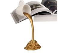 Floating Coffee Cup Decor | 6.5 Inch Height, Resin, White Or Gold | Illusion Floating Effect, Trick Style | Home Shelf Art, Coffee Shop Ornament, Desk Novelty Gift For Office