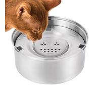 Floating Design Cat Water Bowl, Stainless Steel Cat Bowl, Zero Skid Cats Bowl, Decorative Pet Bowls 22,3 x 9,8 cm for Pet Cat, Small Dogs, Home Indoor, Outdoor, Steel Color