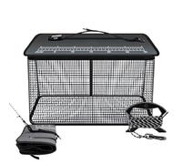 Floating Fish Basket, Plegable Trap Contenedor, 15,35 x 9,45 x 19,69 pulgadas Anti-Slip Rope, Rubber-Coated Net Storage Bag for Saltwater Freshwater Minnows Shrimp Fishing, Gray
