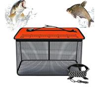 Floating Fishing Basket, Reflective Fishing Net, 19,69 x 15,35 x 9,45 pulgadas, plegable Cage, Live Catch Trap, Stainless Steel Frame, 60 cm Length, Ideal para Stream, Sea, Rock, Outdoor Adventures