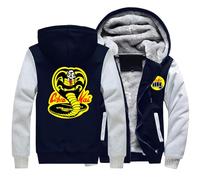 FLOATING Hoodie Hombre Co.Bra Kai, Cazadora Gruesos Cálido con Cremallera para Invierno, Sweatshirts Cómoda y Caliente de Fitness-Blue B||XL