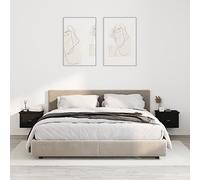 Floating Night Stands 2 Pack Black 41.5x36x28 cm Wall Mounted Bedside Tables with Drawer, Modern Space Saving Nightstands for Bedroom, Durable Plywood Storage Shelf