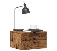 Floating Night Stands 2 Pack Wall Mounted Aged Wood Bedside Tables 34x30x20cm Space Saving Storage Shelves for Bedroom Living Room Home Decor