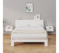 Floating Night Stands 2 Pack White 34x30x20 cm Wall Mounted Bedside Tables with Storage Shelf Modern Minimalist Design for Living Room Bedroom Durable Plywood Easy Installation