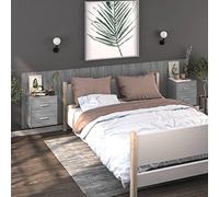 Floating Nightstand 2 Pack Wall Mounted, Sonoma Gray Bedside Table with Storage Shelf, Space Saving Modern Design for Small Bedroom, Living Room, Made of Sturdy Plywood, Easy to Clean, Max Load 50kg