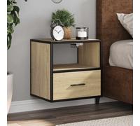 Floating Nightstand 2 Pack Wall Mounted Sonoma Oak 40x31x39.5 cm with Drawer and Shelf, Space Saving Bedside Table for Small Rooms, Sturdy Engineered Wood and Metal Design