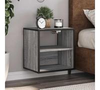 Floating Nightstand Wall Mounted 2 Pack Grey Sonoma 40x31x39.5cm, Space Saving Bedside Table with 2 Shelves, Sturdy Engineered Wood & Metal Design for Bedroom, Living Room, MAX Load 60kg