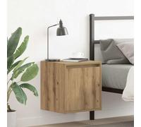 Floating Nightstand Wall Mounted 2 Pack, Oak Artisan Bedside Tables 38x34x40 cm, Space Saving Storage Shelf for Bedroom, Living Room, Sturdy Engineered Wood, Easy to Clean Surface