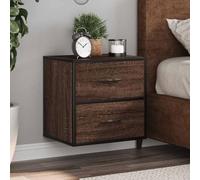 Floating Nightstand Wall Mounted 2 Pack Oak Brown 40x31x39.5 cm with 2 Drawers, Space Saving Bedside Table for Small Rooms, Sturdy Engineered Wood and Metal Design, MAX Load 50kg