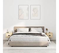 Floating Nightstand Wall Mounted 2 Pack Sonoma Oak Color 41.5x36x28 cm with Drawer, Space Saving Bedside Table for Small Rooms, Modern Minimalist Design, Easy Installation, Durable Plywood