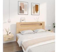 Floating Nightstand Wall Mounted 2 Pack Sonoma Oak Color 50x36x25 cm, Space Saving Bedside Table with Storage Shelf, Modern Minimalist Design for Bedroom Living Room