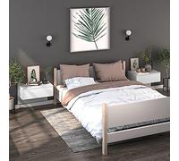 Floating Nightstand Wall Mounted 2 Pack White Glossy - Space Saving Bedside Table with Storage Shelf for Small Rooms, Modern Minimalist Design, Easy to Clean Plywood, MAX Load 50kg