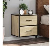 Floating Nightstand Wall Mounted 2 Units Sonoma Oak 40x31x39.5 cm with 2 Drawers, Space Saving Bedside Table for Small Bedroom, Modern Storage Shelf for Books Lamp Alarm Clock