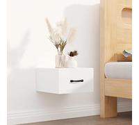Floating Nightstand Wall Mounted 35x35x20 cm, White Glossy Plywood Bedside Table with Storage Shelf, Space Saving Wall Shelf for Bedroom, Living Room, Modern Minimalist Design
