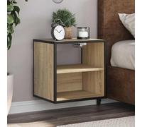 Floating Nightstand Wall Mounted 40x31x39.5 cm with 2 Shelves, Space Saving Bedside Table in Smoked Oak Color, Sturdy Engineered Wood and Metal Design for Bedroom or Living Room