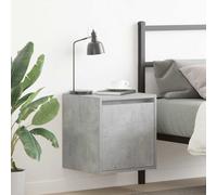 Floating Nightstand Wall Mounted Concrete Gray 38x34x40cm, Modern Bedside Table with Storage Shelf, Space Saving Bedroom Furniture, Engineered Wood Night Stand for Small Spaces
