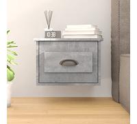 Floating Nightstand Wall Mounted Concrete Gray 41.5x36x28cm with Drawer - Modern Bedside Table for Small Spaces Sturdy Plywood Shelf for Bedroom Decor - Easy Installation Storage Solution