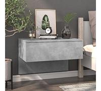 Floating Nightstand Wall Mounted Concrete Gray Modern Bedside Table with Storage Shelf Space Saving Design for Small Bedroom Living Room