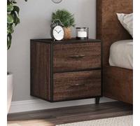 Floating Nightstand Wall Mounted Oak Brown 40x31x39. 5cm with 2 Drawers, Space Saving Bedside Table for Small Spaces, Sturdy Engineered Wood & Metal Design, Holds 50kg, for Bedroom or Living Room