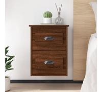 Floating Nightstand Wall Mounted Oak Brown 41.5x36x53 cm with 2 Drawers - Space Saving Bedside Table for Small Rooms, Modern Bedroom Decor, Durable Plywood Storage Shelf for Home Organization