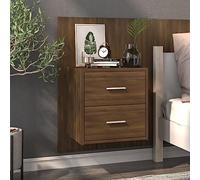 Floating Nightstand Wall Mounted Oak Brown - Space Saving Bedside Table with Storage Shelf for Bedroom, Living Room Sturdy Plywood Modern Design Holds 50kg - Easy to Clean Surface (48.8x32.5x80cm)