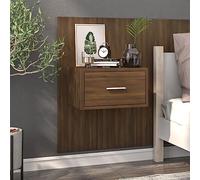 Floating Nightstand Wall Mounted Oak Brown - Space Saving Bedside Table with Storage Shelf for Small Rooms Modern Multifunctional Shelf for Books Decor Easy to Clean Plywood - 48.8x32.5x80cm