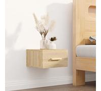 Floating Nightstand Wall Mounted Oak Sonoma 35x35x20cm, Space Saving Bedside Table with Storage Shelf for Small Spaces, Sturdy Plywood Modern Design Holds 60kg
