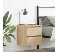 Floating Nightstand Wall Mounted Oak Sonoma 38x34x40 cm with Storage Shelf, Modern Bedside Table for Small Spaces, Durable Engineered Wood Night Stand for Bedroom, Living Room, Easy to Clean