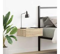 Floating Nightstand Wall Mounted Oak Sonoma 40x30x15 cm with Drawer, Space Saving Bedside Table for Small Rooms, Sturdy Plywood Modern Design, Easy to Install and Clean