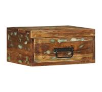 Floating Nightstand Wall Mounted Recycled Solid Wood Bedside Table with Storage Shelf for Small Spaces, Rustic Multicolor Teak Mango Pine Wood Night Stand