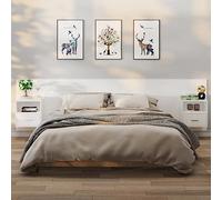 Floating Nightstand Wall Mounted Set of 2 White - Space Saving Bedside Table with Storage Drawer for Small Spaces Modern Minimalist Design Easy to Clean Plywood - Perfect for Bedroom, Living Room