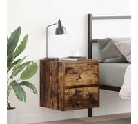 Floating Nightstand Wall Mounted, Smoked Oak Bedside Table 38x34x40 cm with Storage Shelf, Space Saving Modern Design for Bedroom, Living Room, Office, Durable Engineered Wood, Easy to Clean