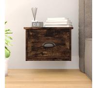 Floating Nightstand Wall Mounted, Smoked Oak Color 41.5x36x28 cm, Modern Bedside Table with Drawer, Space Saving Storage Shelf for Bedroom, Living Room, Durable Plywood Design