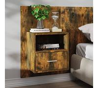 Floating Nightstand Wall Mounted Smoked Oak Modern Bedside Table with Storage Shelf Space Saving Design for Small Bedroom Living Room Home Decor